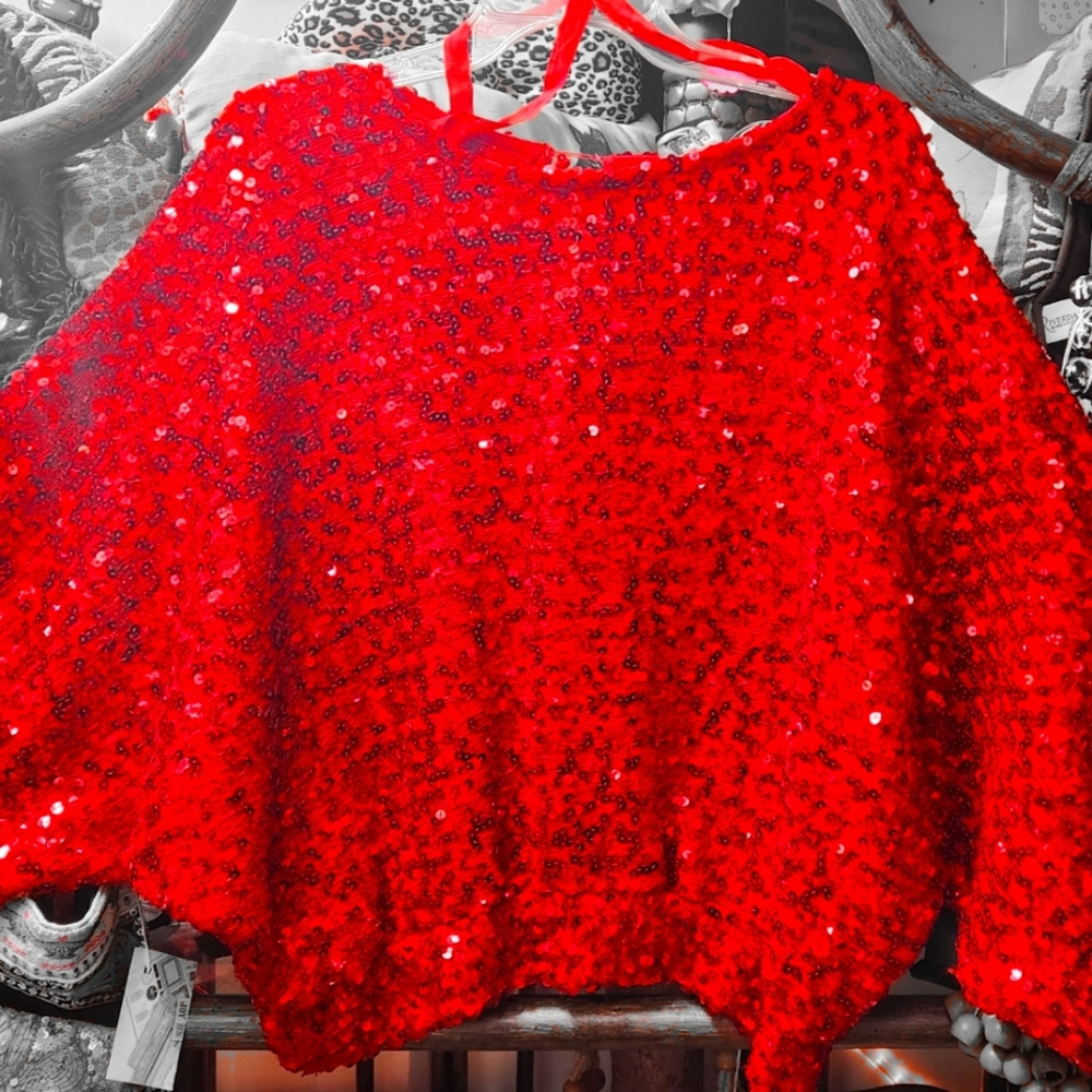 Red sequin top